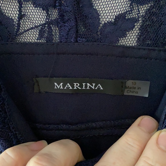 Marina Navy Layer/Sequence Form Fitting Dress - sz 10 - Picture 3 of 5